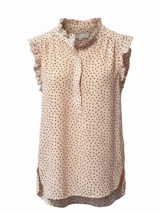 LOFT Tops - LOFT Pink Heart Print Ruffle Sleeve Top – XS